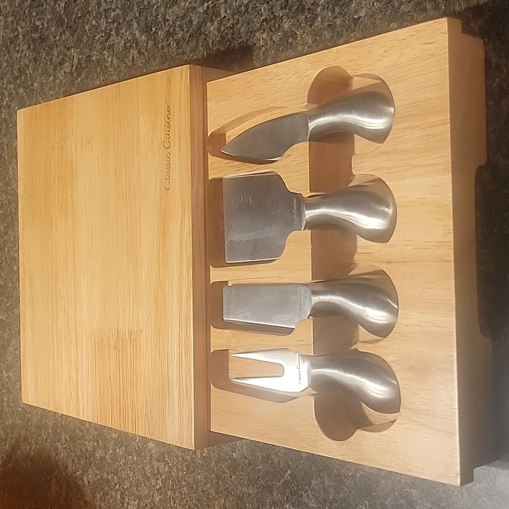 Wooden Classic Cusisine charcuterie board with pull our drawer and accessories